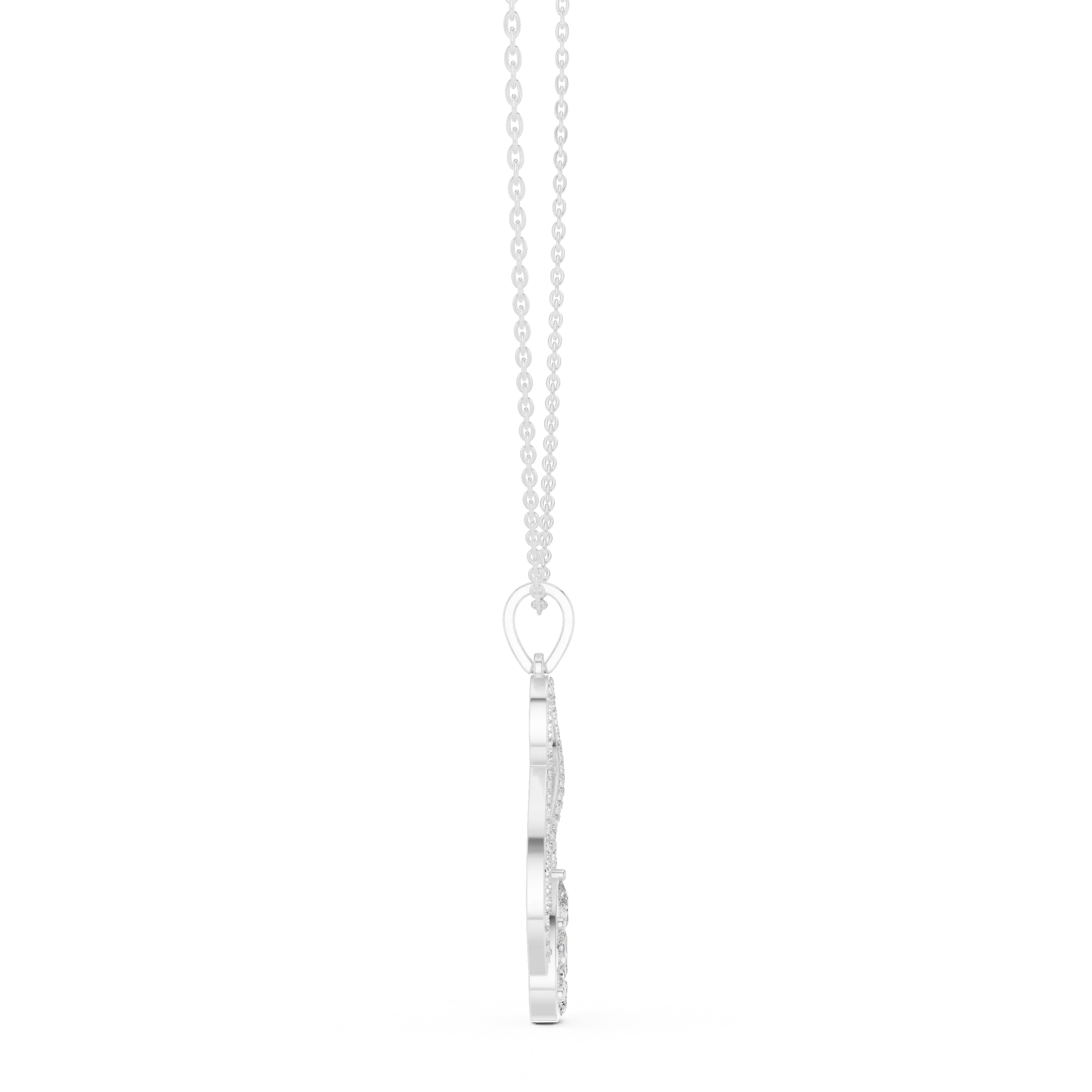 Front-View: Round Diamond Pendant with Prong Setting in 14k White Gold - Lab Grown - Driona Jewels