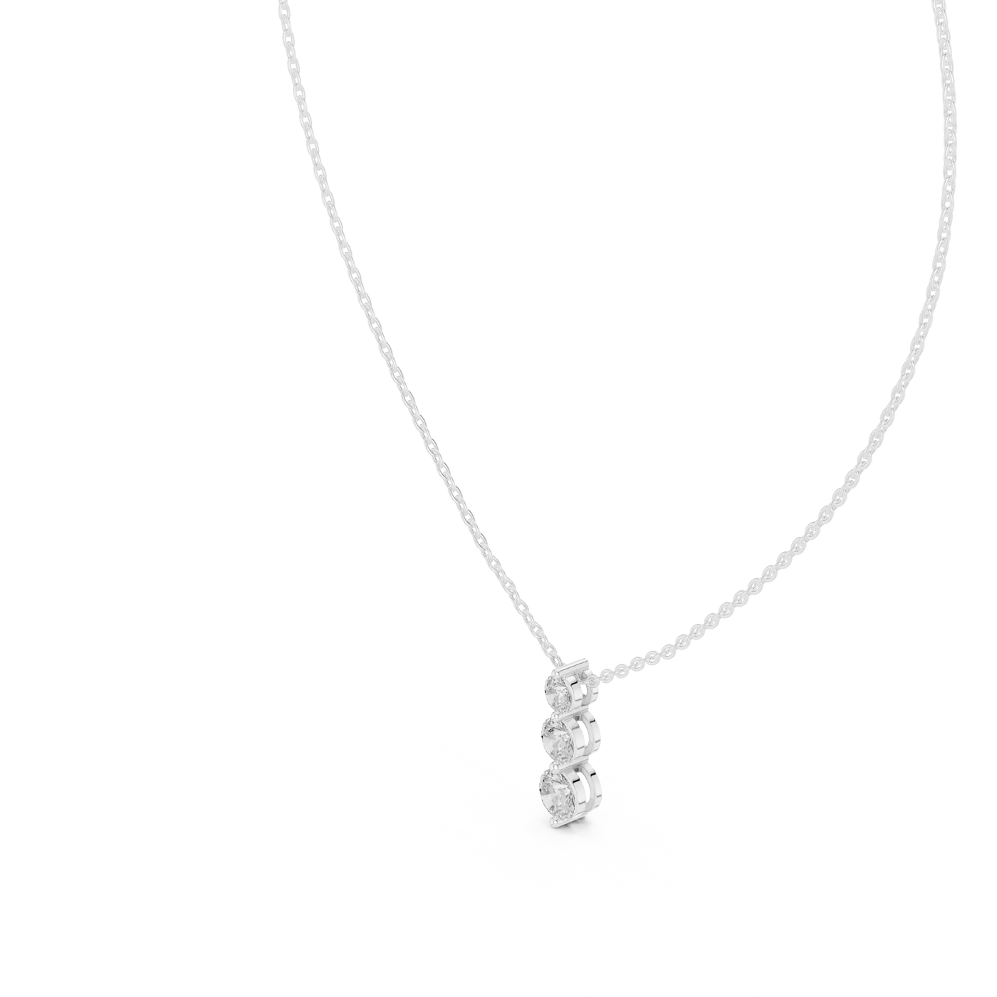 Front-view: Round Diamond Pendant with Prong Setting in 14k White Gold - Lab Grown - Driona Jewels