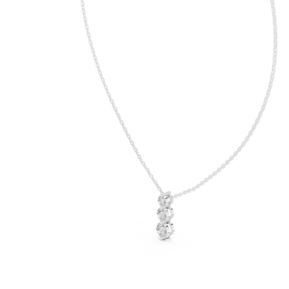 Front-view: Round Diamond Pendant with Prong Setting in 14k White Gold - Lab Grown - Driona Jewels
