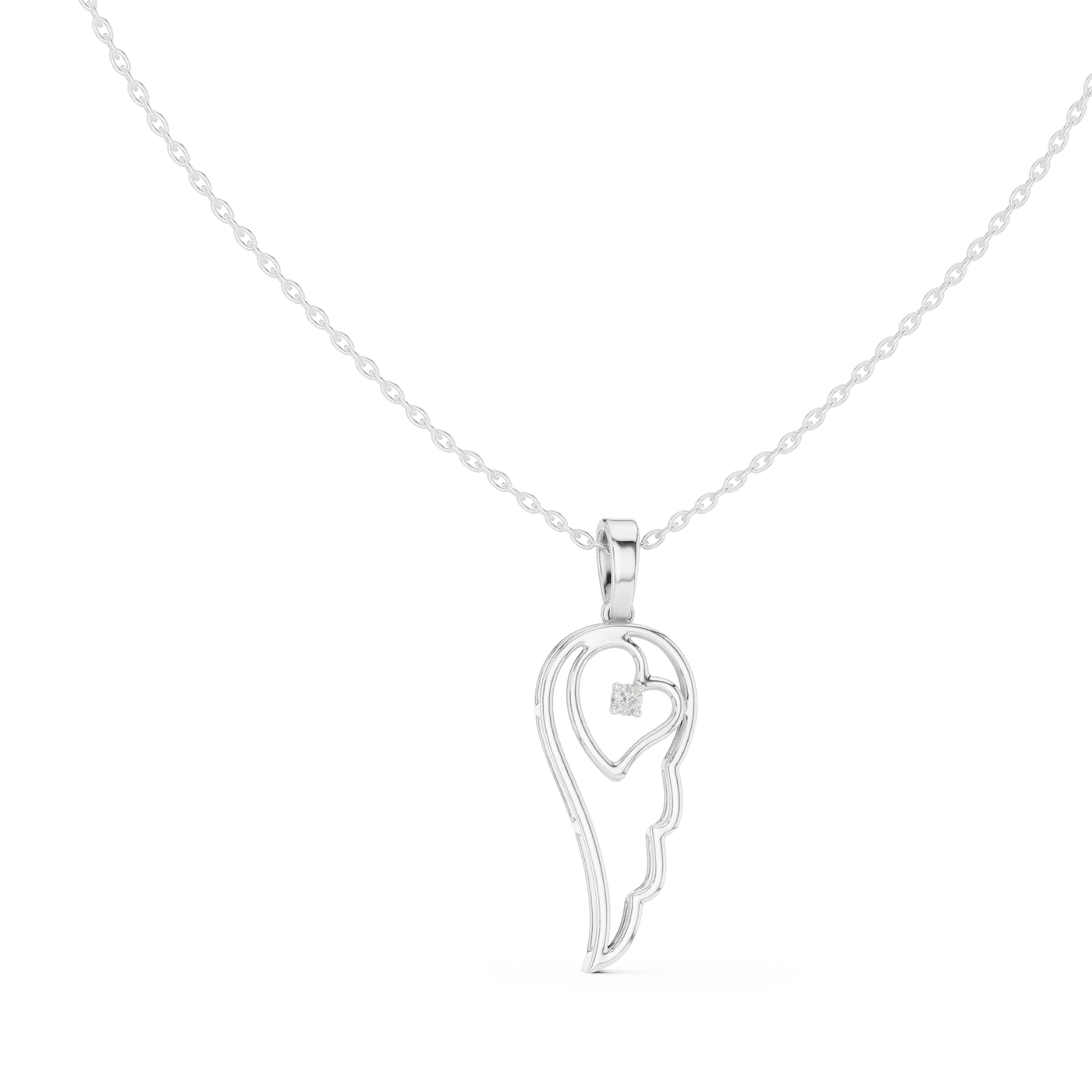 Front-View: Round Diamond Pendant with Prong Setting in 14k White Gold - Lab Grown - Driona Jewels