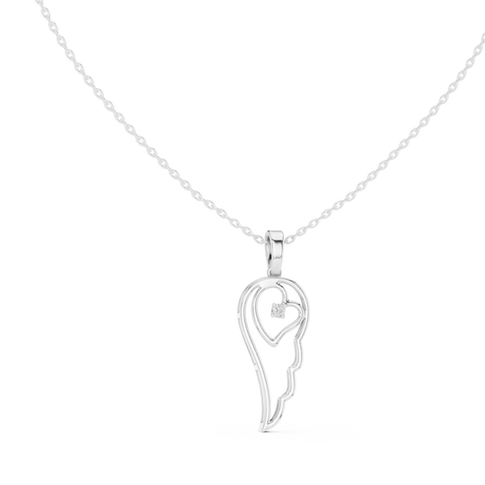 Front-View: Round Diamond Pendant with Prong Setting in 14k White Gold - Lab Grown - Driona Jewels