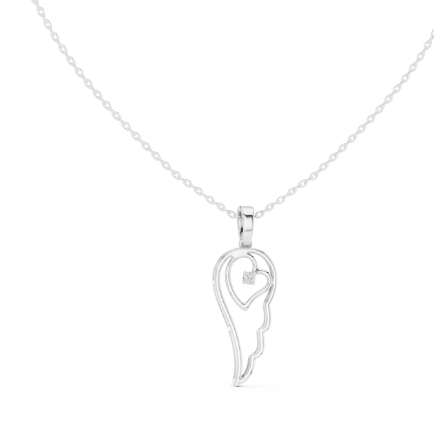 Front-View: Round Diamond Pendant with Prong Setting in 14k White Gold - Lab Grown - Driona Jewels