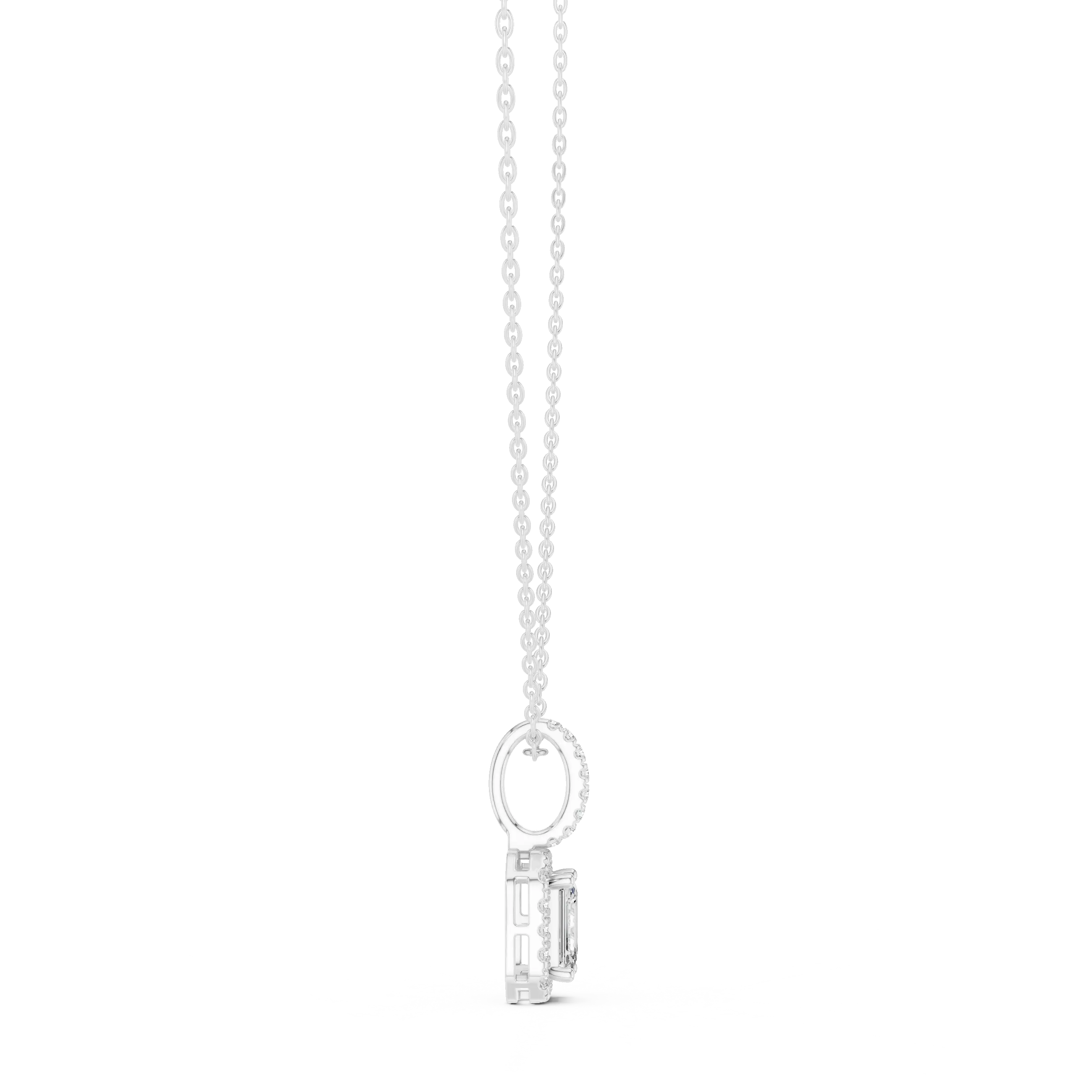 Front-View: Round Diamond Pendant with Prong Setting in 14k White Gold - Lab Grown - Driona Jewels