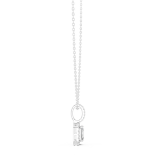 Front-View: Round Diamond Pendant with Prong Setting in 14k White Gold - Lab Grown - Driona Jewels