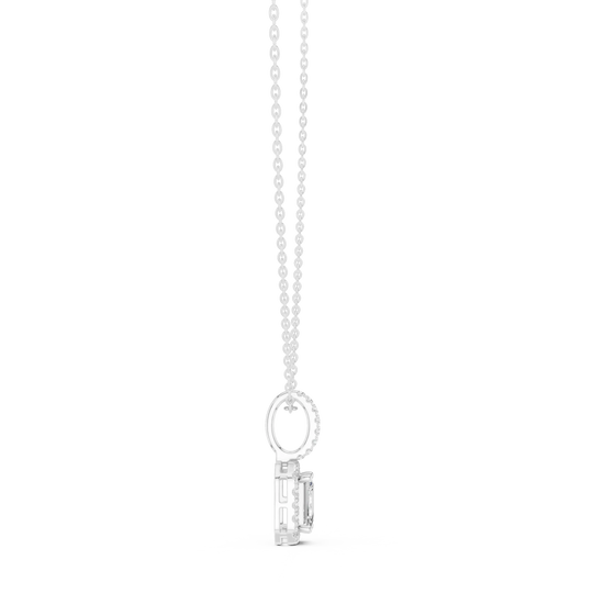 Front-View: Round Diamond Pendant with Prong Setting in 14k White Gold - Lab Grown - Driona Jewels
