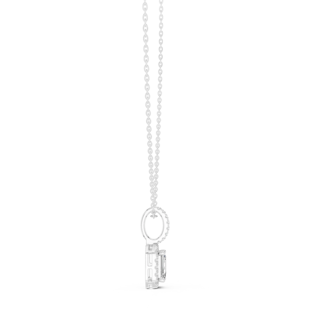 Front-View: Round Diamond Pendant with Prong Setting in 14k White Gold - Lab Grown - Driona Jewels