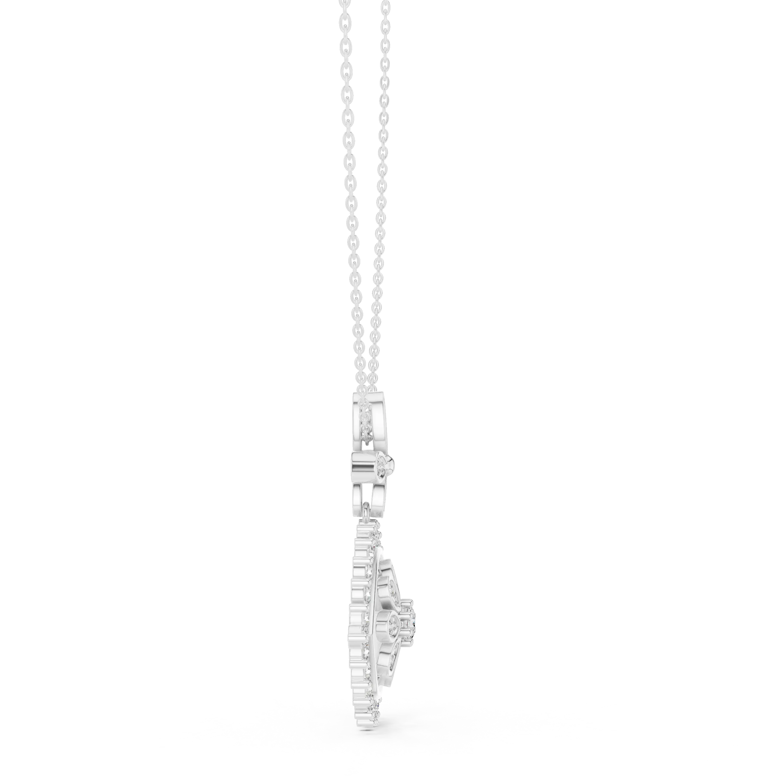 Side-Profile: Round Diamond Pendant with Prong Setting in 14k White Gold - Lab Grown - Driona Jewels