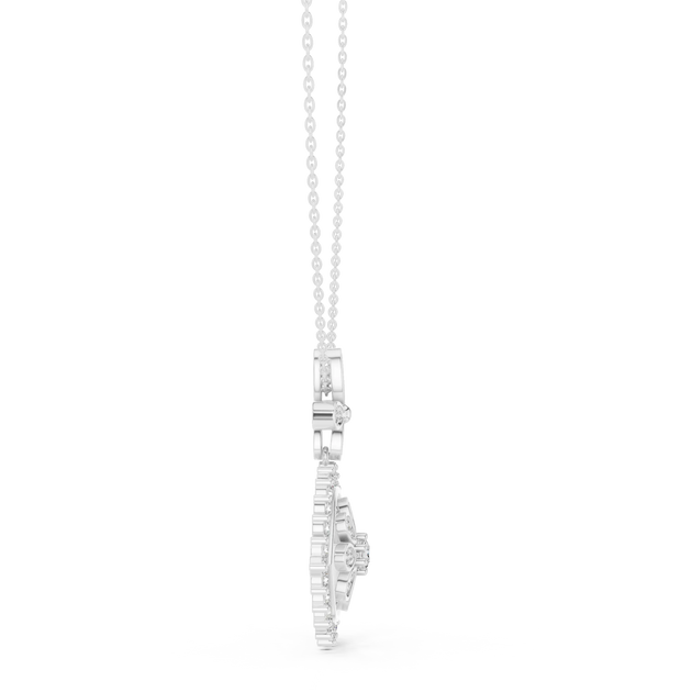 Side-Profile: Round Diamond Pendant with Prong Setting in 14k White Gold - Lab Grown - Driona Jewels
