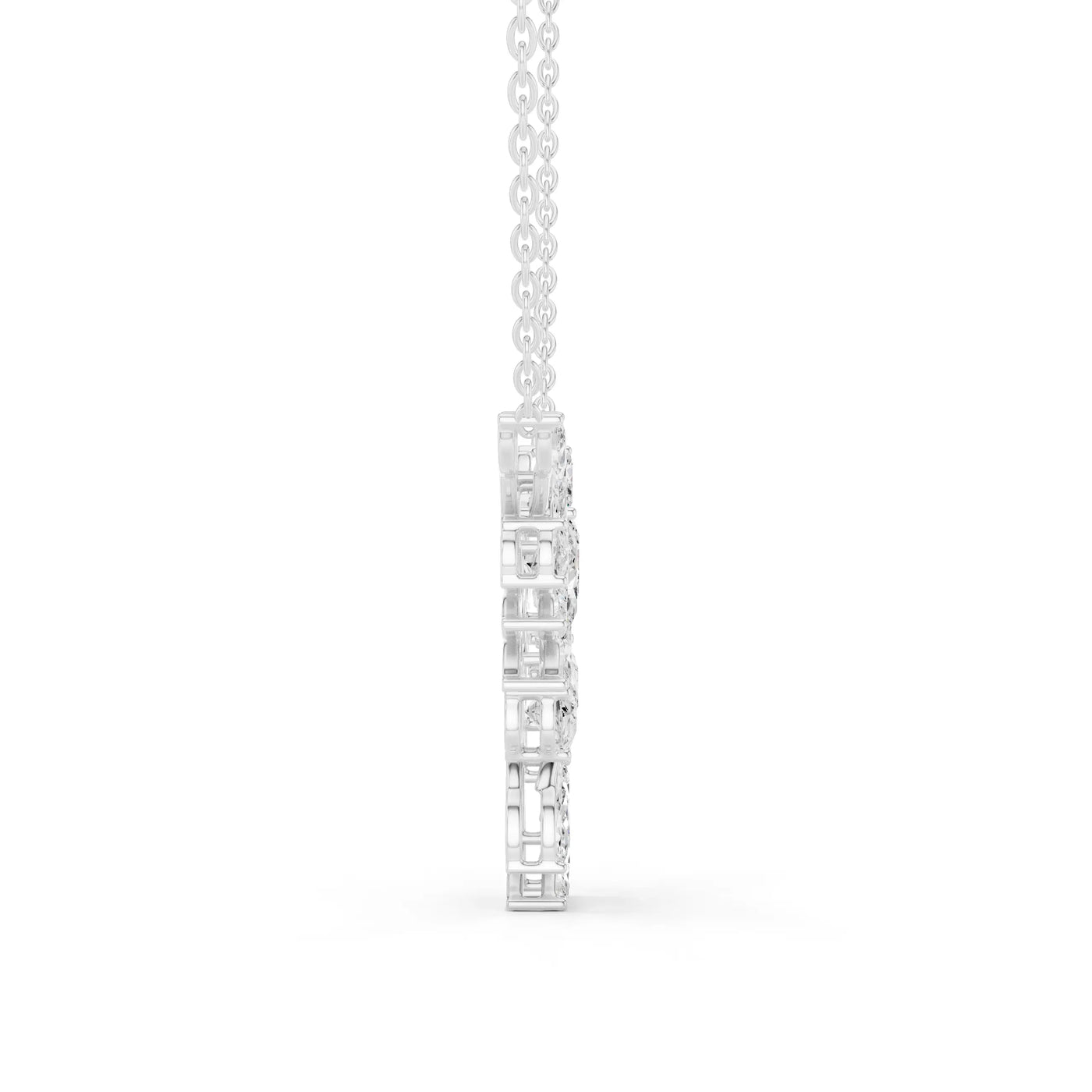 Side-Profile: Round Diamond Pendant with Prong Setting in 14k White Gold - Lab Grown - Driona Jewels