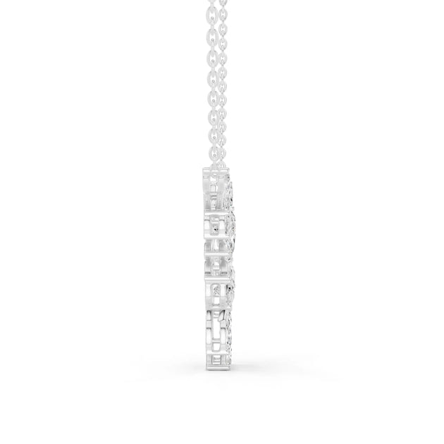 Side-Profile: Round Diamond Pendant with Prong Setting in 14k White Gold - Lab Grown - Driona Jewels