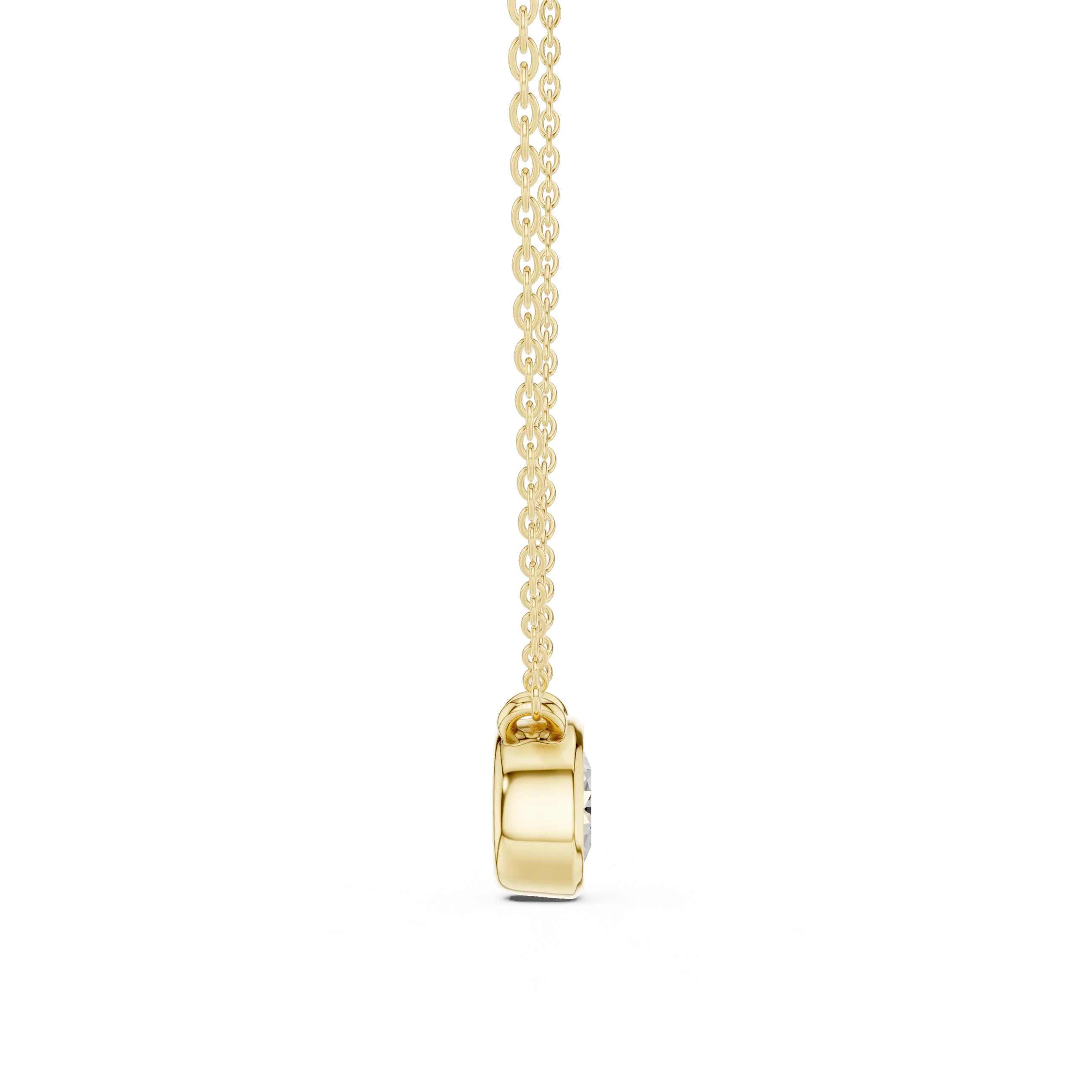 Close-up: Round Diamond Pendant with Prong Setting in 14k Yellow Gold - Lab Grown - Driona Jewels