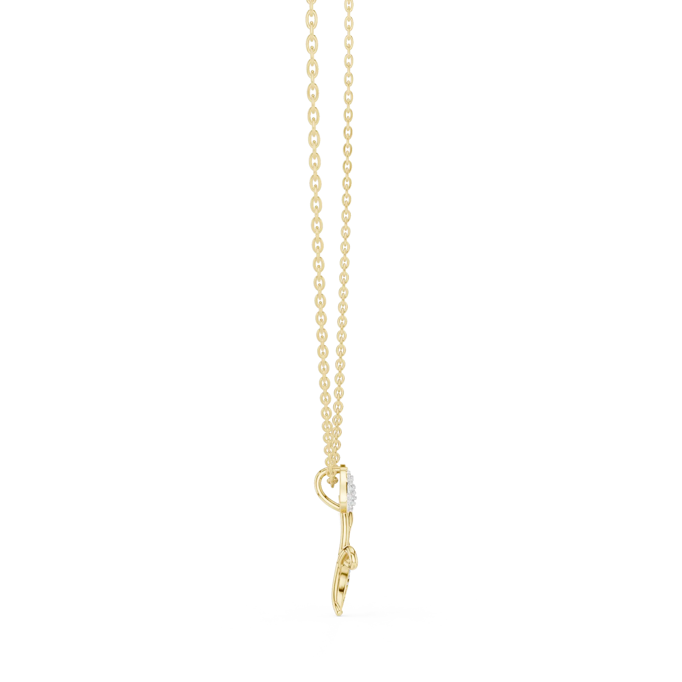 Front-View: Round Diamond Pendant with Prong Setting in 14k Yellow Gold - Lab Grown - Driona Jewels