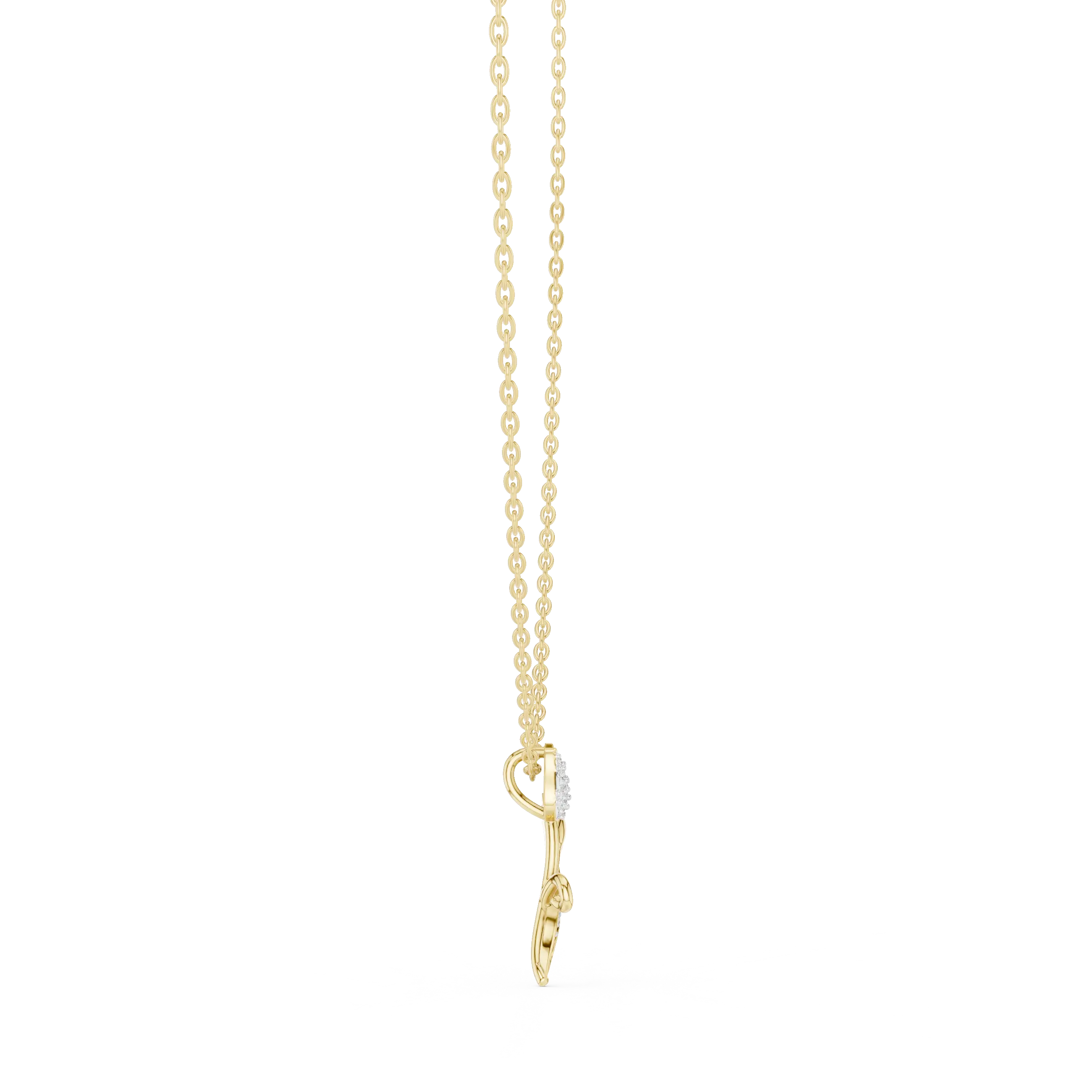 Front-View: Round Diamond Pendant with Prong Setting in 14k Yellow Gold - Lab Grown - Driona Jewels