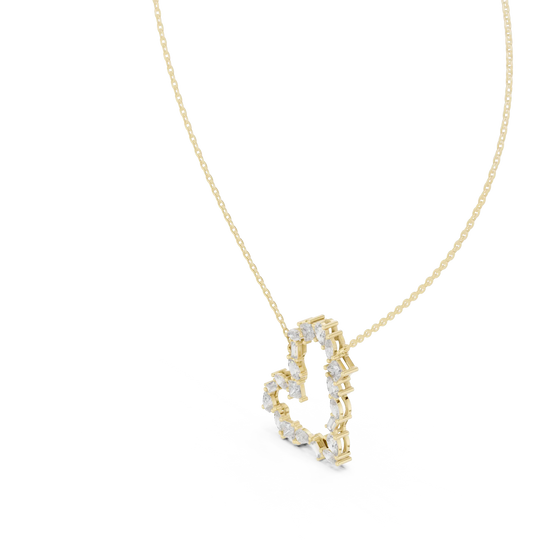 Driona Jewels Heart Pendant Necklace – 14K Gold Baguette Moissanite