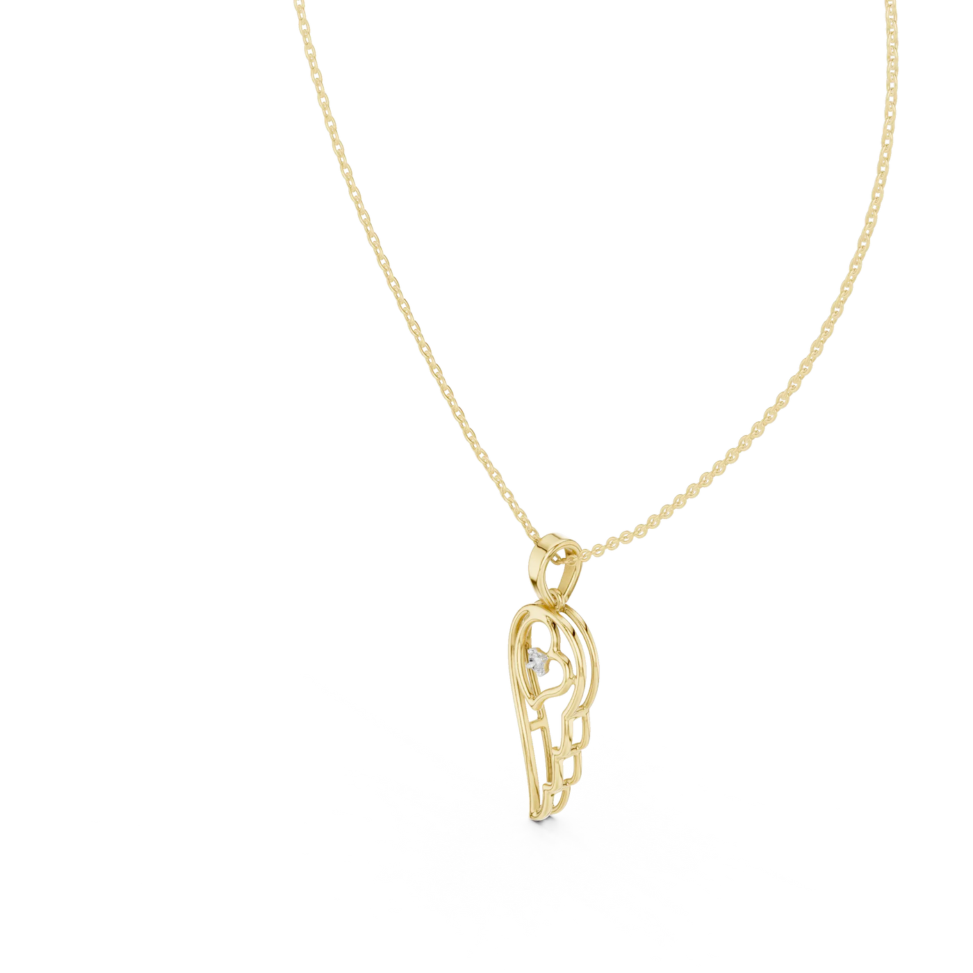 Front-View: Round Diamond Pendant with Prong Setting in 14k Yellow Gold - Lab Grown - Driona Jewels
