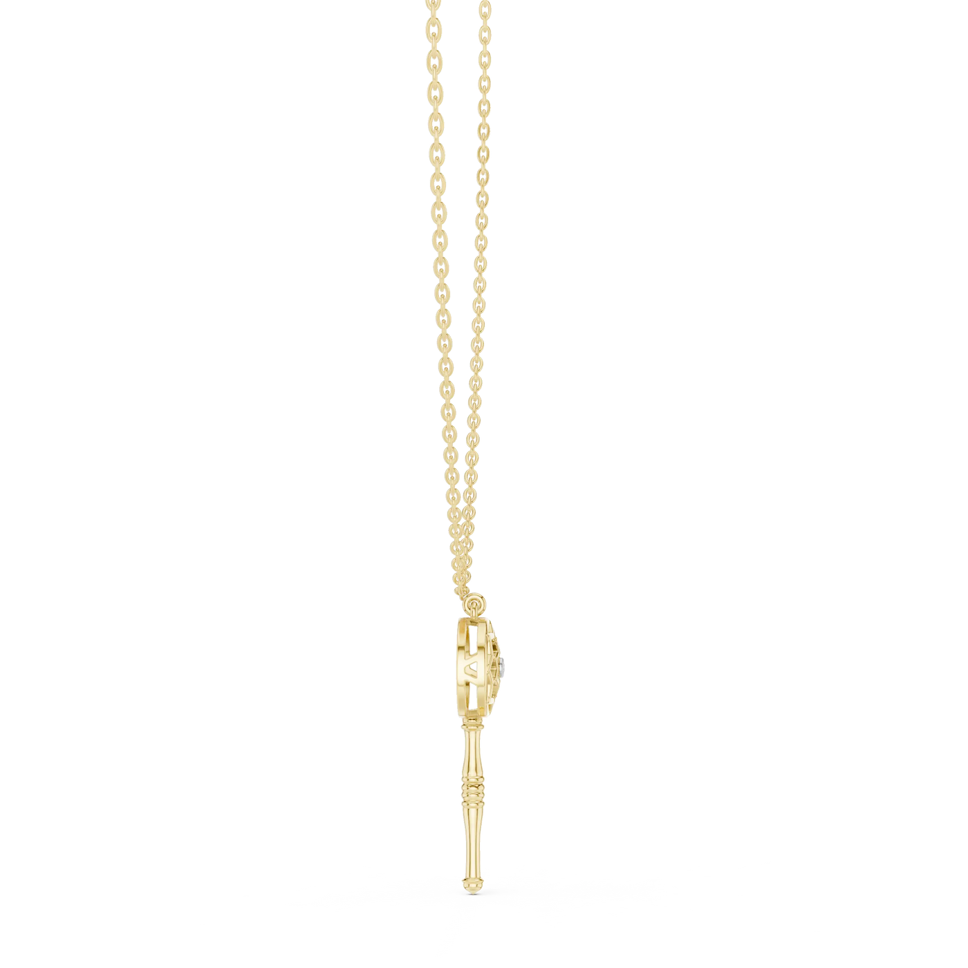 Front-view: Round Diamond Pendant with Prong Setting in 14k Yellow Gold - Lab Grown - Driona Jewels