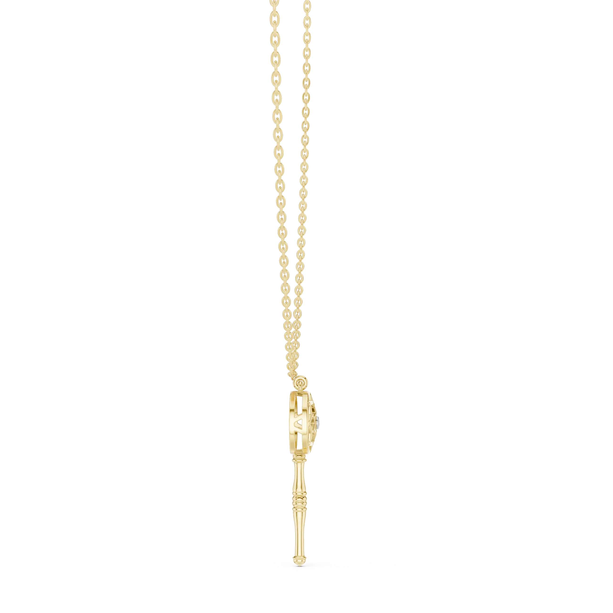 Front-view: Round Diamond Pendant with Prong Setting in 14k Yellow Gold - Lab Grown - Driona Jewels