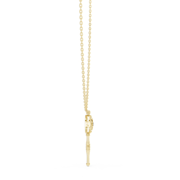 Front-view: Round Diamond Pendant with Prong Setting in 14k Yellow Gold - Lab Grown - Driona Jewels