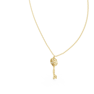 Front-view: Round Diamond Pendant with Prong Setting in 14k Yellow Gold - Lab Grown - Driona Jewels
