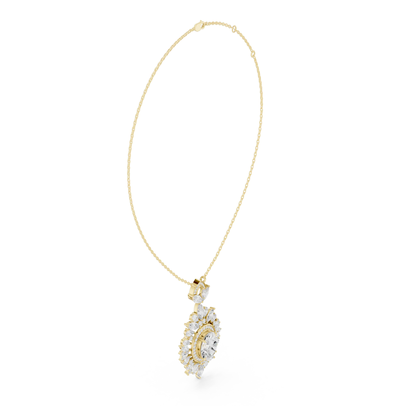 Front-View: Round Diamond Pendant with Prong Setting in 14k Yellow Gold - Lab Grown - Driona Jewels