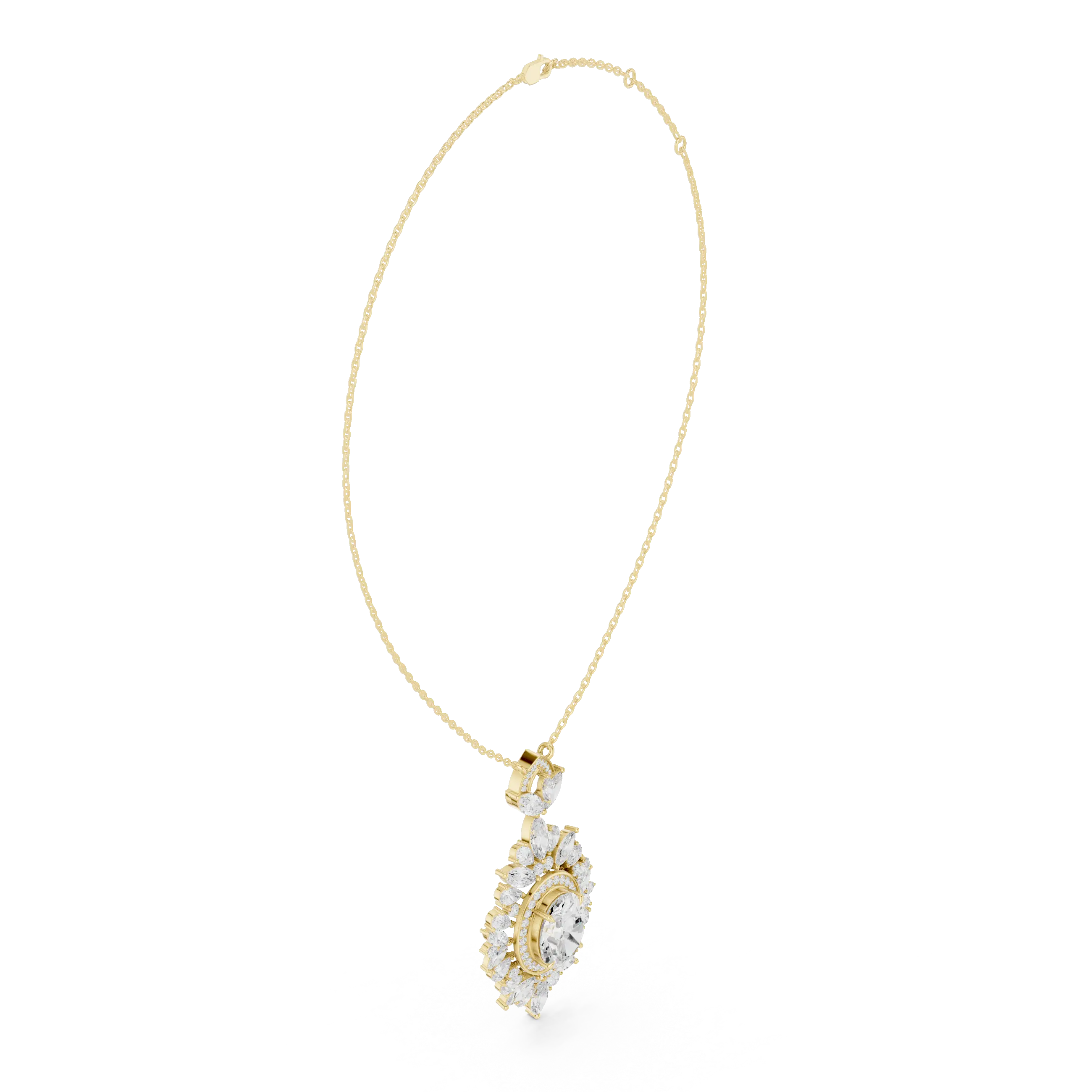 Front-View: Round Diamond Pendant with Prong Setting in 14k Yellow Gold - Lab Grown - Driona Jewels
