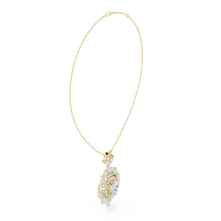 Front-View: Round Diamond Pendant with Prong Setting in 14k Yellow Gold - Lab Grown - Driona Jewels