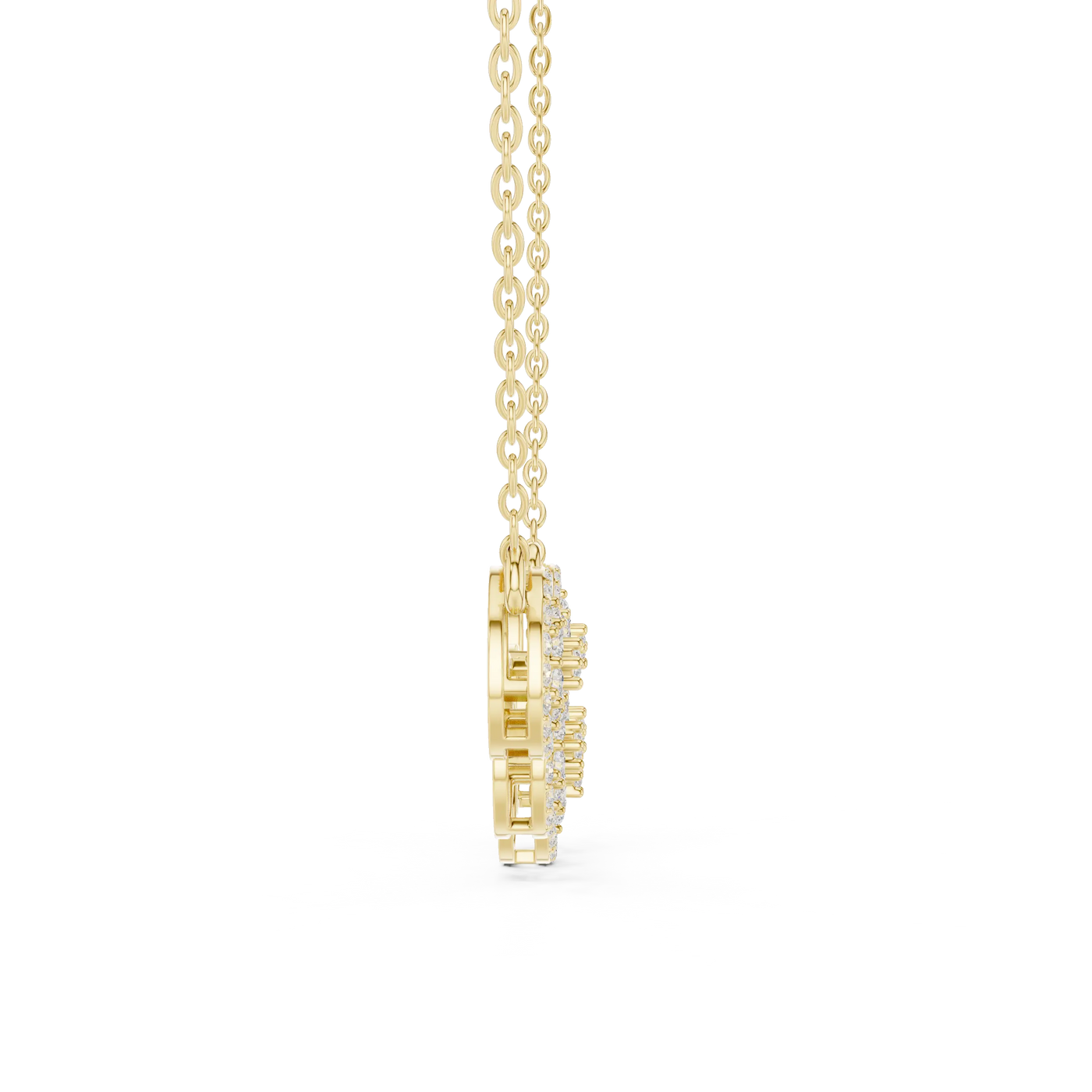 Side-Profile: Round Diamond Pendant with Prong Setting in 14k Yellow Gold - Lab Grown - Driona Jewels