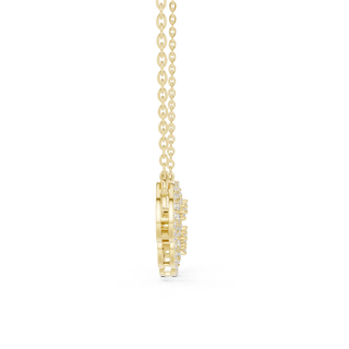 Side-Profile: Round Diamond Pendant with Prong Setting in 14k Yellow Gold - Lab Grown - Driona Jewels