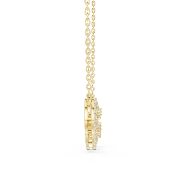Side-Profile: Round Diamond Pendant with Prong Setting in 14k Yellow Gold - Lab Grown - Driona Jewels