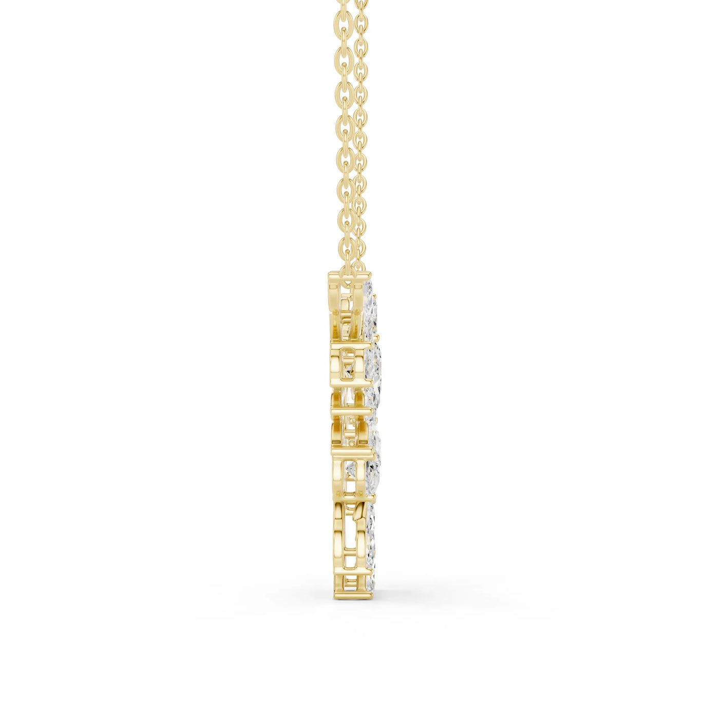 Side-Profile: Round Diamond Pendant with Prong Setting in 14k Yellow Gold - Lab Grown - Driona Jewels