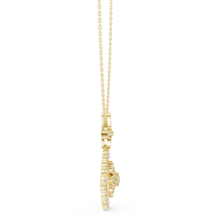 Three-quarter-view: Round Diamond Pendant with Prong Setting in 14k Yellow Gold - Lab Grown - Driona Jewels