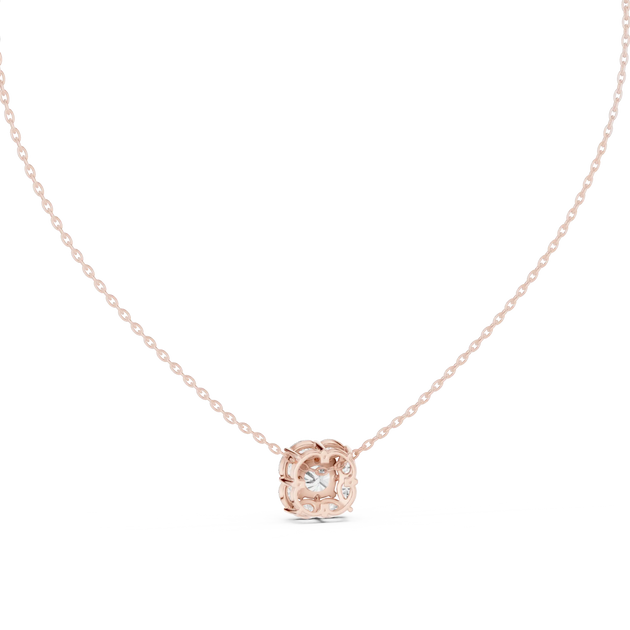 Front-View: Round Diamond Pendant with Prong Setting in 14k Gold - Lab Grown - Driona Jewels