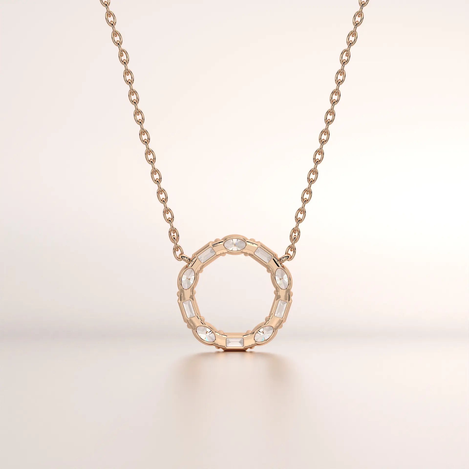 pendant round diamond rose gold base front