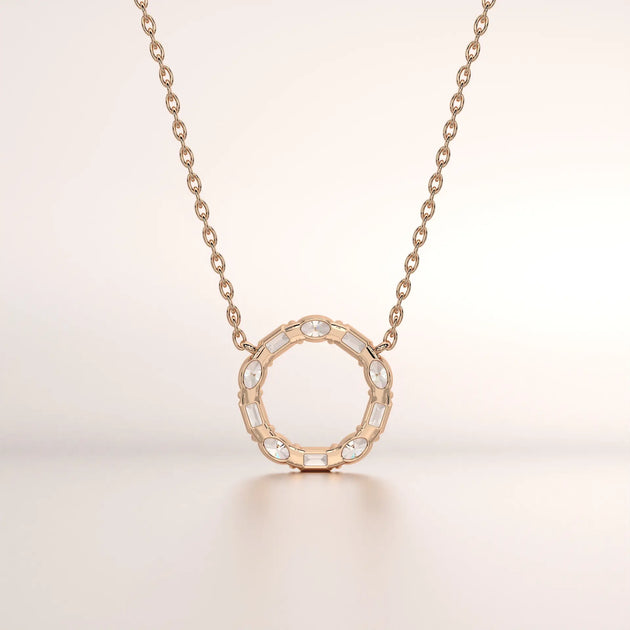 pendant round diamond rose gold base front