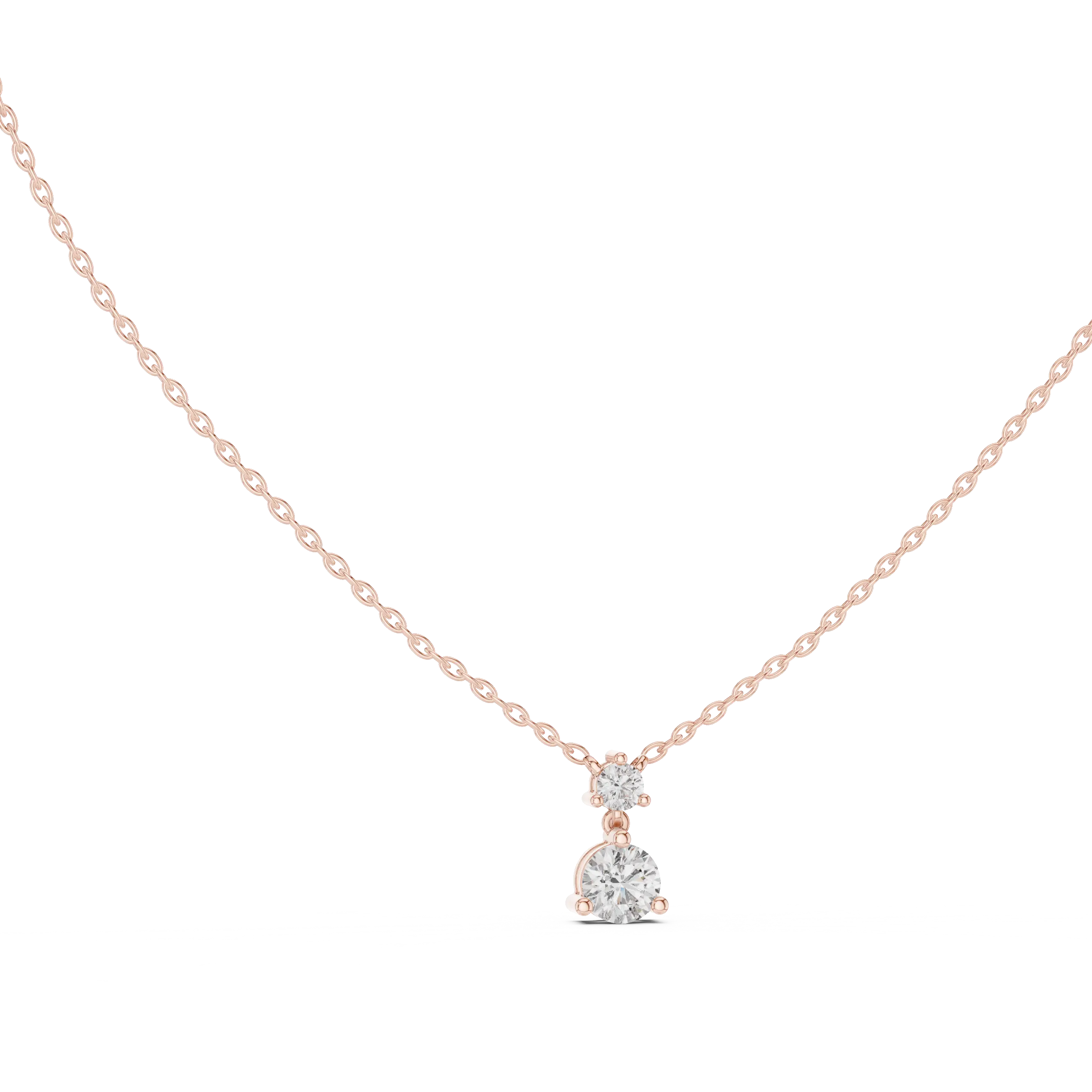 Front-view: Round Diamond Pendant with Solitaire Setting in 14k Rose Gold - Lab Grown - Driona Jewels