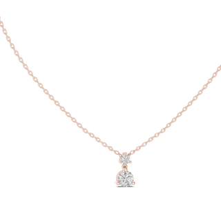 Front-view: Round Diamond Pendant with Solitaire Setting in 14k Rose Gold - Lab Grown - Driona Jewels