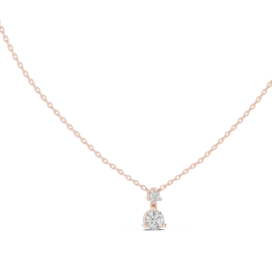 Front-view: Round Diamond Pendant with Solitaire Setting in 14k Rose Gold - Lab Grown - Driona Jewels