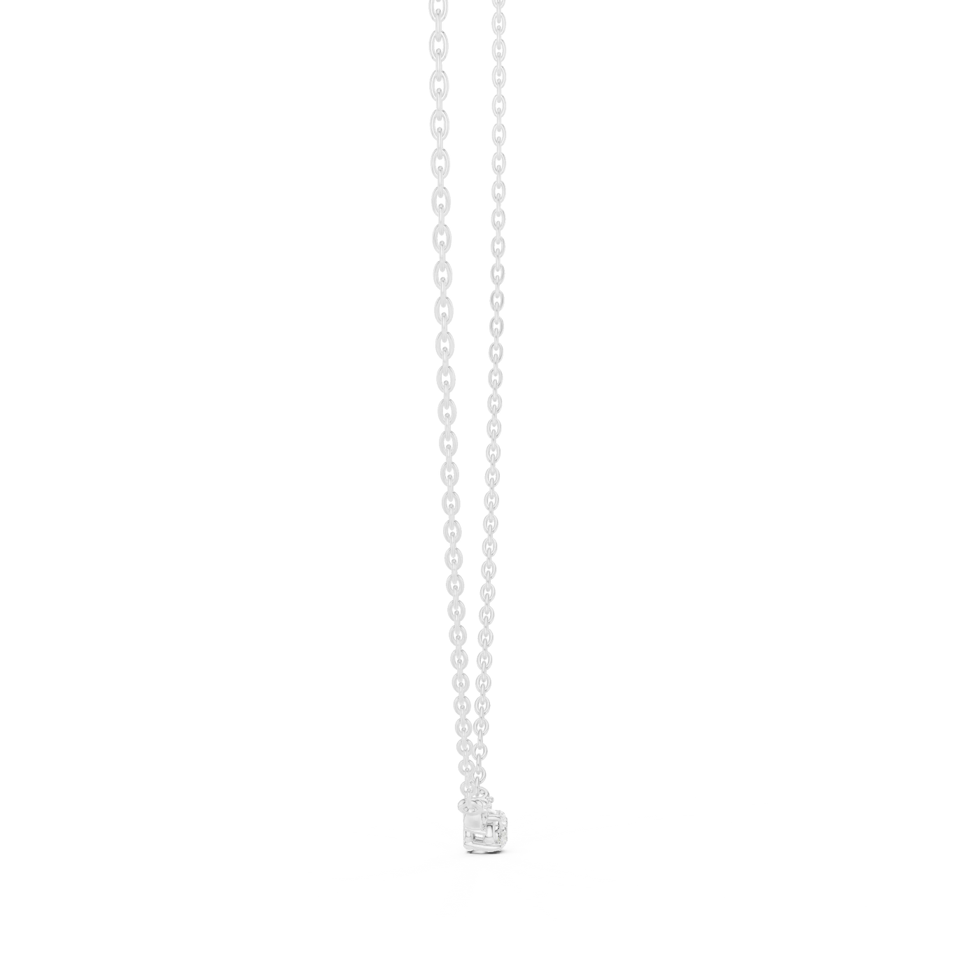Front-view: Round Diamond Pendant with Solitaire Setting in 14k White Gold - Lab Grown - Driona Jewels