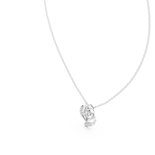 Front-view: Round Diamond Pendant with Solitaire Setting in 14k White Gold - Lab Grown - Driona Jewels