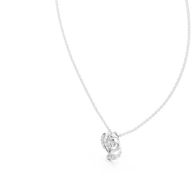 Front-view: Round Diamond Pendant with Solitaire Setting in 14k White Gold - Lab Grown - Driona Jewels