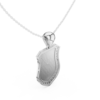 Front-view: Shield Cut Diamond Pendant with Bezel Setting in 925 Silver - Lab Grown - Driona Jewels