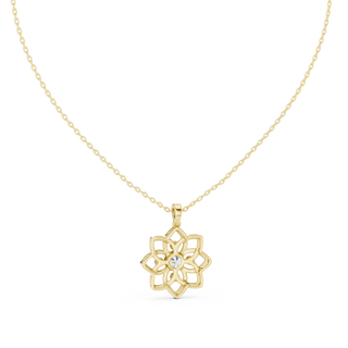 Front-View: Snowflake Diamond Pendant with Bezel Setting in 14k Yellow Gold - Lab Grown - Driona Jewels