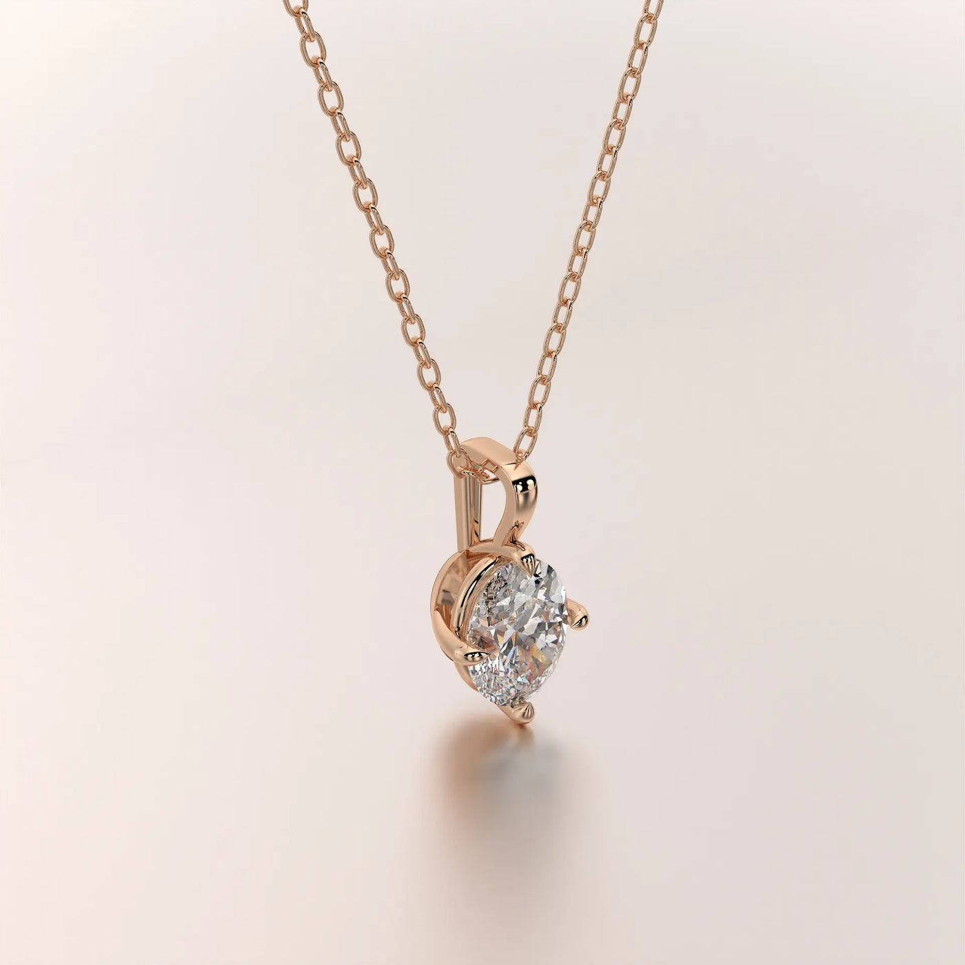 pendant solitaire diamond rose gold 14k front