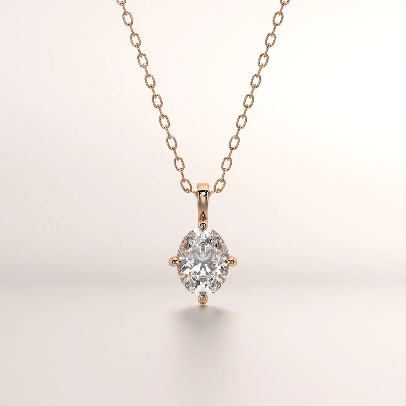 pendant solitaire diamond rose gold 14k front