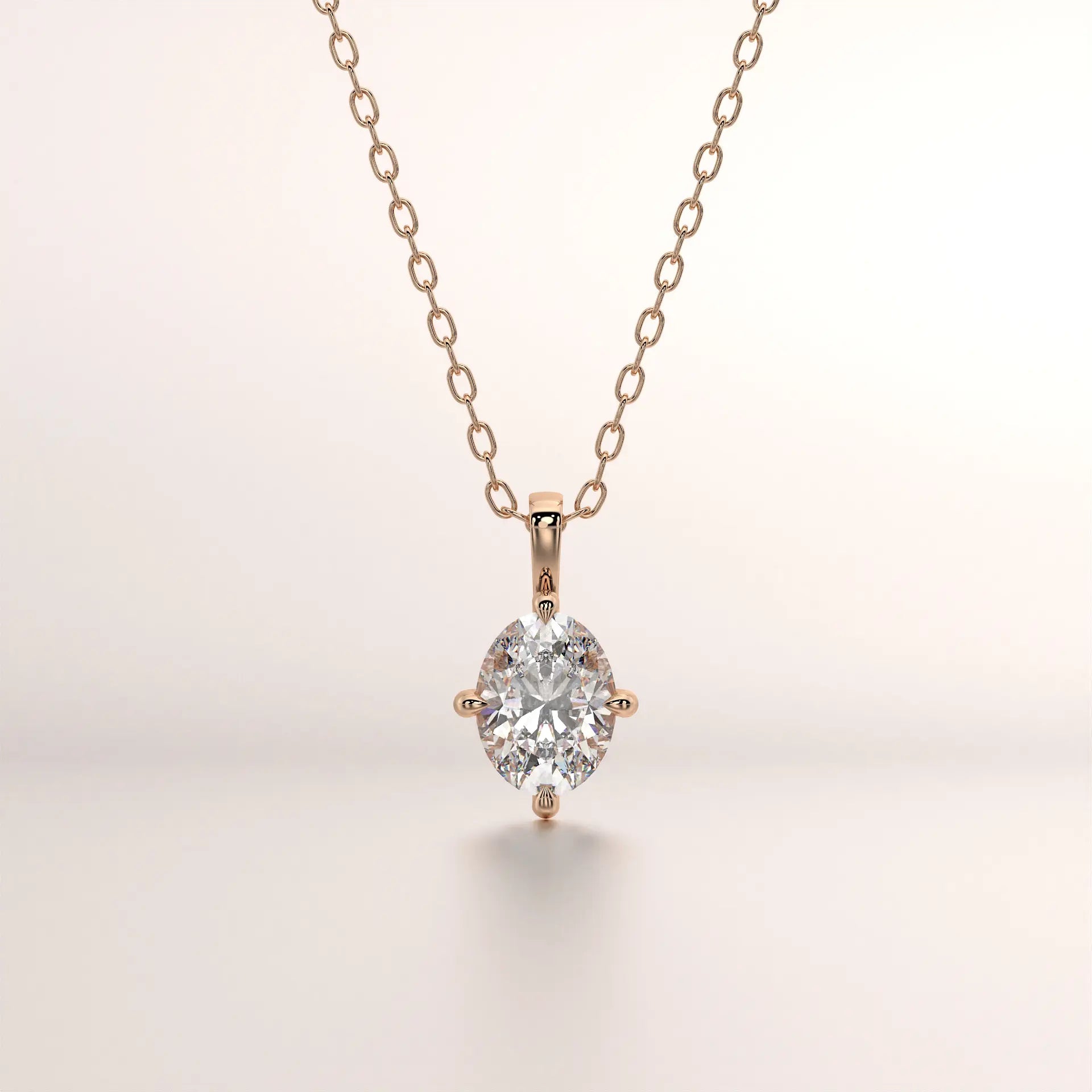 pendant solitaire diamond rose gold 14k front