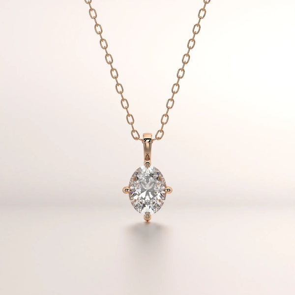 pendant solitaire diamond rose gold 14k front