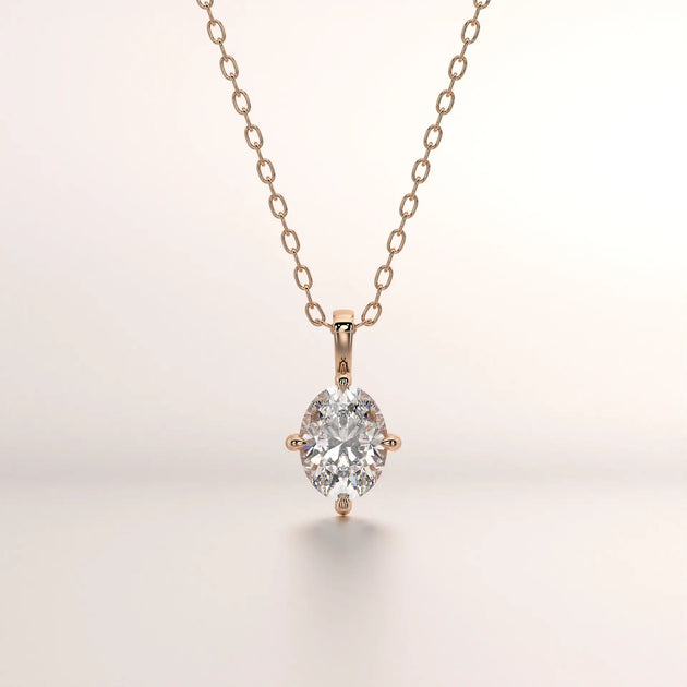 pendant solitaire diamond rose gold 14k front