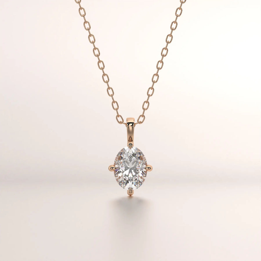 pendant solitaire diamond rose gold 14k front