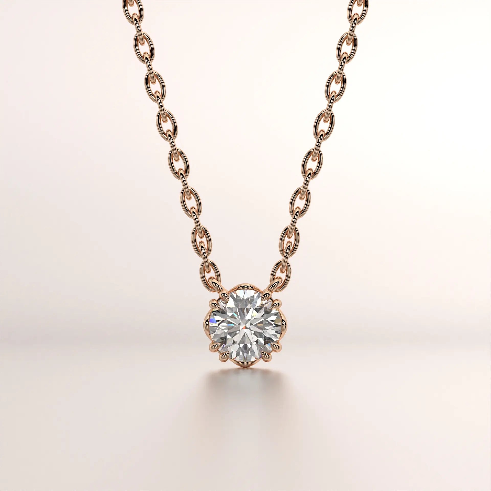 pendant solitaire diamond rose gold 18k front