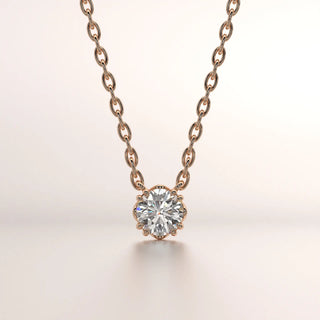 pendant solitaire diamond rose gold 18k front